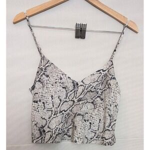 Reformation Snakeskin Print Cami Crop Top Gray Python  V-Neck Camisole TanK Sz M